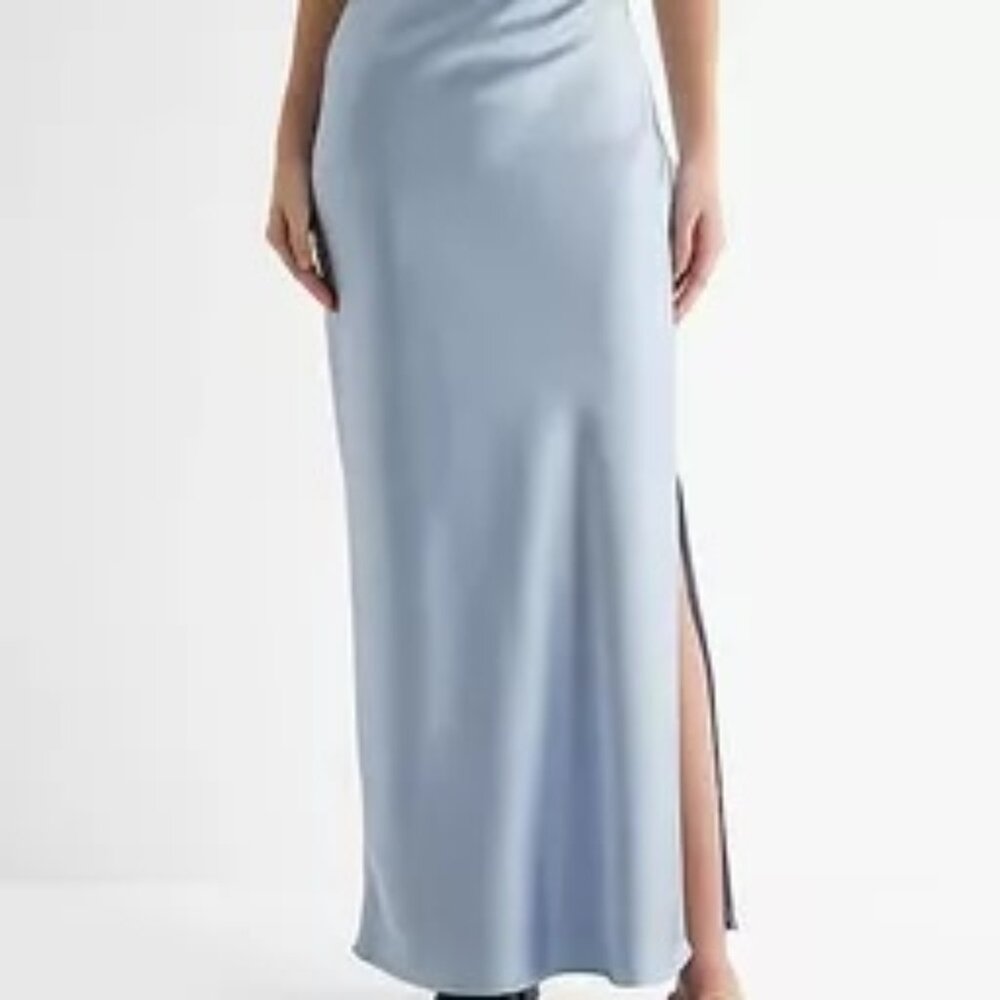 NWT Express High Waisted Satin Side Slit Maxi Skirt Size